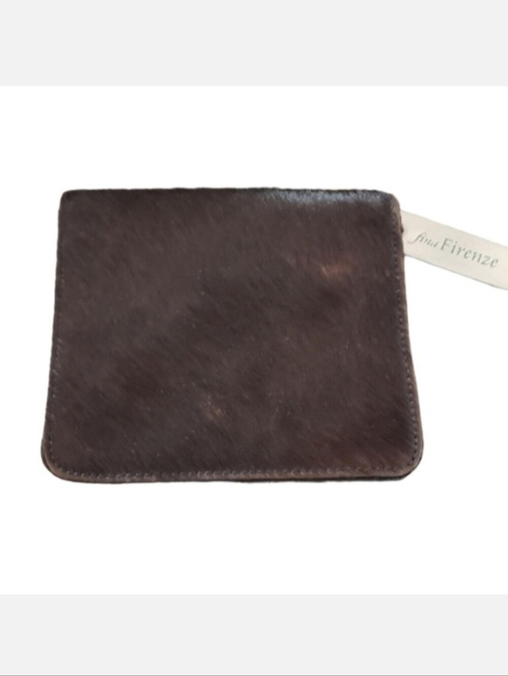 Genuine Fur Italian Leather FINA FIRENZE Vintage Black Red Fur Bifold Wallet
